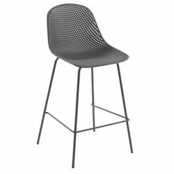 Tmavě šedá plastová barová židle LaForma Quinby 75 cm