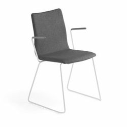 Konferenční židle OTTAWA, s područkami, černý potah, šedá