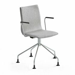 Konferenční židle OTTAWA, s područkami, podnož pavouk, stříbrně šedý potah, šedá