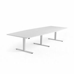 Jednací stůl MODULUS, výškově nastavitelný, 3200x1200 mm, bílý rám, bílá