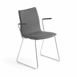Konferenční židle OTTAWA, s područkami, šedý potah, chrom