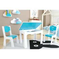 bHome Dětský stůl s úložným prostorem a židlemi Mráček - modrý DSBH0619