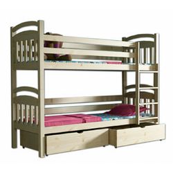ATAN Patrová postel PP 003 bez povrchové úpravy, 80x 180cm, úložné prostory