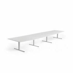 Jednací stůl MODULUS, 5600x1200 mm, T-nohy, bílá podnož, bílá