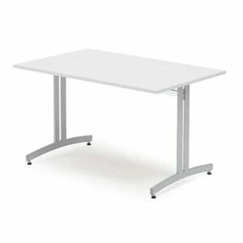 Jídelní stůl SANNA, 1200x800 mm, bílá/hliníkově šedá