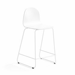 Barová židle GANDER, výška sedáku 630 mm, lakovaná skořepina, bílá