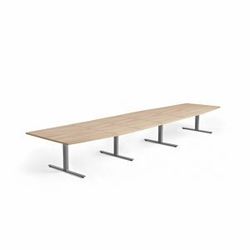 Jednací stůl MODULUS, 5600x1200 mm, T-nohy, stříbrná podnož, dub