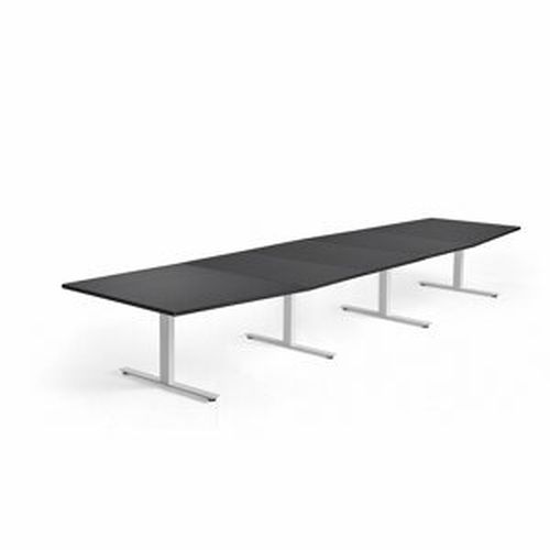 Jednací stůl MODULUS, 4800x1200 mm, T-nohy, bílá podnož, černá