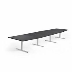 Jednací stůl MODULUS, 4800x1200 mm, T-nohy, bílá podnož, černá