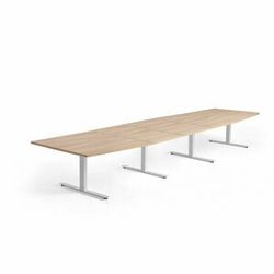Jednací stůl MODULUS, 4800x1200 mm, T-nohy, bílá podnož, dub