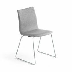 Konferenční židle OTTAWA, ližinová podnož, stříbrně šedý potah, šedá