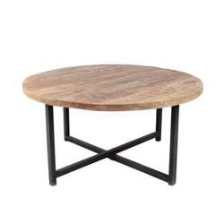 Černý konferenční stolek s deskou z mangového dřeva LABEL51 Dex, ⌀ 80 cm