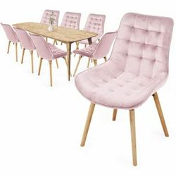 MIADOMODO Sada prošívaných jídelních židlí, růžová, 8 ks