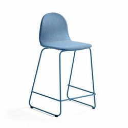 Barová židle GANDER, výška sedáku 630 mm, polstrovaná, modrá