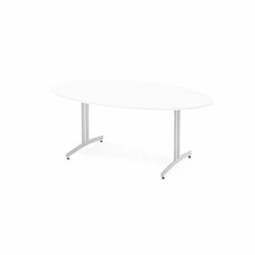 Oválný jídelní stůl SANNA, 1800x1000 mm, bílá, hliníkově šedá