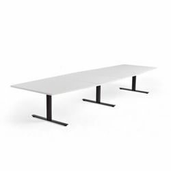 Jednací stůl MODULUS, 4000x1200 mm, T-nohy, černá podnož, bílá