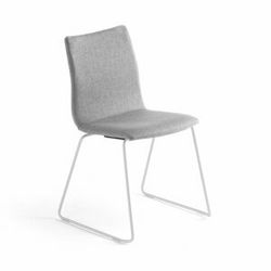 Konferenční židle OTTAWA, ližinová podnož, stříbrně šedý potah, bílá
