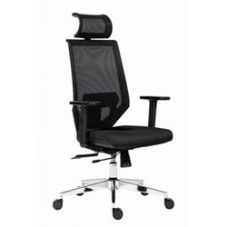 Kancelářská židle na kolečkách Antares EDGE – s područkami a opěrkou, černý sedák