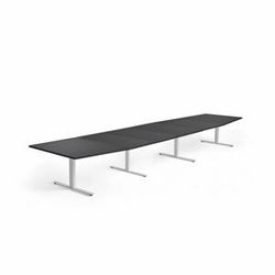 Jednací stůl MODULUS, 5600x1200 mm, T-nohy, bílá podnož, černá