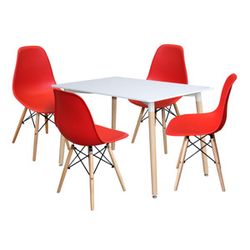 Jídelní stůl 120x80 UNO bílý + 4 židle UNO červené