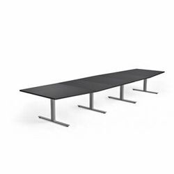 Jednací stůl MODULUS, 4800x1200 mm, T-nohy, stříbrná podnož, černá