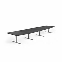 Jednací stůl MODULUS, 5600x1200 mm, T-nohy, stříbrná podnož, černá
