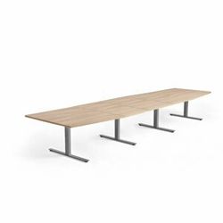 Jednací stůl MODULUS, 4800x1200 mm, T-nohy, stříbrná podnož, dub