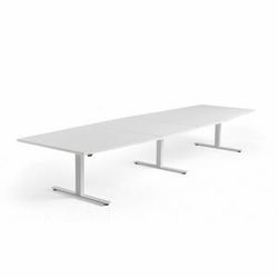 Jednací stůl MODULUS, výškově nastavitelný, 4000x1200 mm, bílý rám, bílá