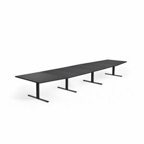 Jednací stůl MODULUS, 5600x1200 mm, T-nohy, černá podnož, černá