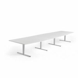 Jednací stůl MODULUS, 4800x1200 mm, T-nohy, bílá podnož, bílá