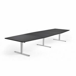 Jednací stůl MODULUS, výškově nastavitelný, 4000x1200 mm, bílý rám, černá