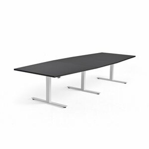 Jednací stůl MODULUS, výškově nastavitelný, 3200x1200 mm, bílý rám, černá