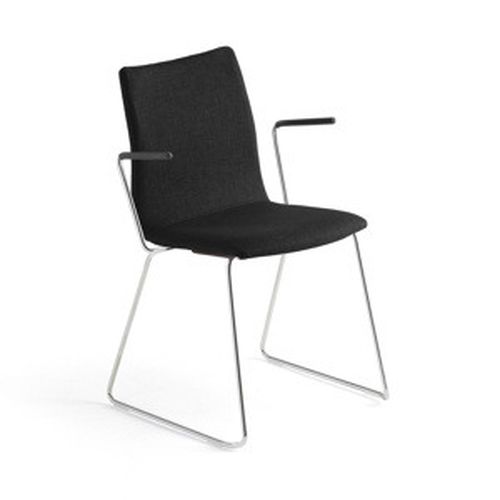Konferenční židle OTTAWA, s područkami, černý potah, chrom