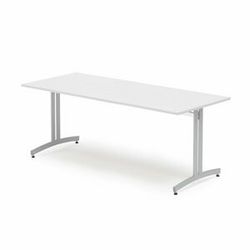 Jídelní stůl SANNA, 1800x800 mm, bílá/hliníkově šedá