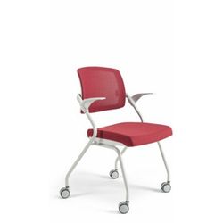 Konferenční židle na kolečkách Bestuhl U20 WHITE — více barev, stohovatelná Červená