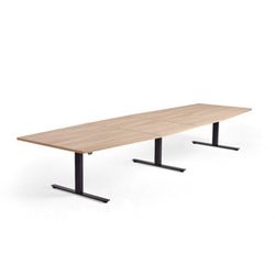 Jednací stůl MODULUS, výškově nastavitelný, 4000x1200 mm, černý rám, dub