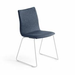 Konferenční židle OTTAWA, ližinová podnož, modrý potah, bílá