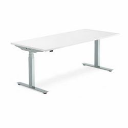 Výškově nastavitelný stůl MODULUS SMART, 1800x800 mm, stříbrný rám, bílá
