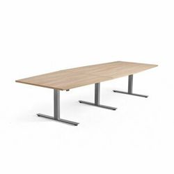Jednací stůl MODULUS, výškově nastavitelný, 3200x1200 mm, stříbrný rám, dub