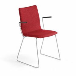 Konferenční židle OTTAWA, s područkami, červený potah, šedá