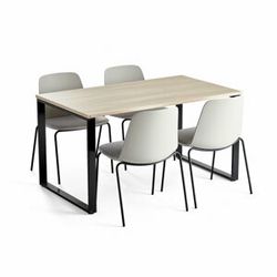 Jídelní set Modulus + Langford, 1 stůl a 4 šedé židle