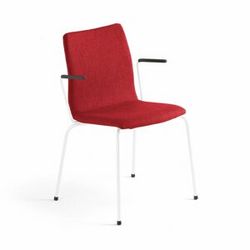 Konferenční židle OTTAWA, s područkami, červený potah, bílá