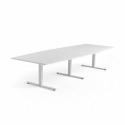 Jednací stůl MODULUS, 3200x1200 mm, T-nohy, bílá podnož, bílá