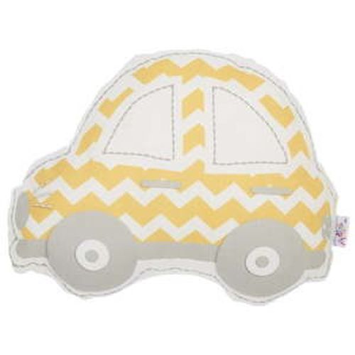 Žluto-šedý dětský polštářek s příměsí bavlny Mike & Co. NEW YORK Pillow Toy Car, 32 x 25 cm