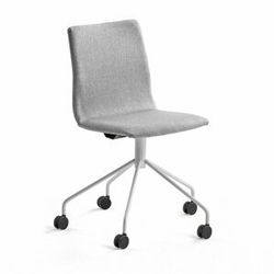 Konferenční židle OTTAWA, s kolečky, stříbrně šedý potah, bílá